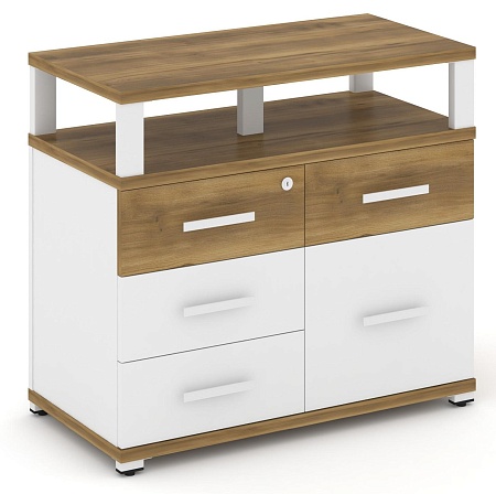 Тумба приставная широкая 4 ящика + 1 распашной фасад. С надставкой широкой. CN.TSP-012 B/W