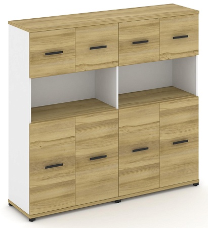 Шкаф две широкие секции, 4 ниши (4 фасада ЛДСП, 2 ниши + 4 фасада ЛДСП, 1 ниша) CN.STS-425 B/W