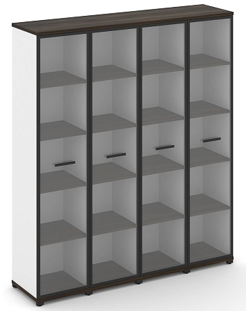 Шкаф четыре узкие секции, 5 ниш (4 фасадов стекло прозрачное в раме,  5 ниш) CN.STU-548 RP B/W