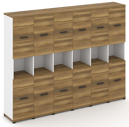 Шкаф шесть узких секций, 5 ниш (6 фасадов ЛДСП, 2 ниши + 6 фасадов ЛДСП,  2 ниши) CN.STU-563 B/W