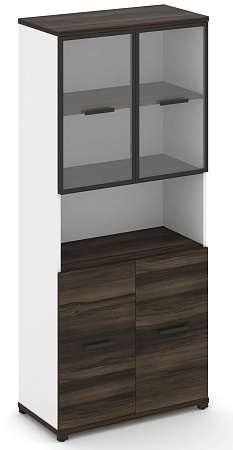 Шкаф одна широкая секция, 5 ниш (2 фасада ЛДСП, 2 ниши + 2 фасада стекло прозрачное в раме, 2 ниши) CN.STS-513 RP B/W