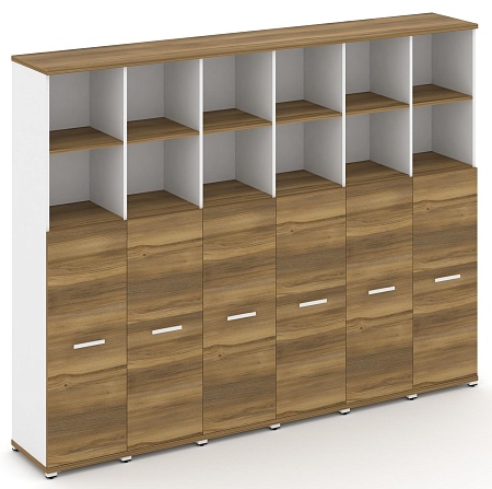 Шкаф шесть узких секций, 5 ниш (6 фасадов ЛДСП, 3 ниши) CN.STU-564 B/W