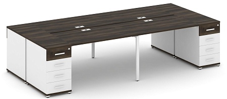 Рабочая станция на 4 места с двумя опорными тумбами CN.DRS-426 B/W
