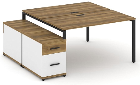 Рабочая станция на 2 места с двухсторонней опорной тумбой CN.DRS-307 B/W