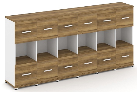 Шкаф шесть узких секций, 3 ниши (6 фасадов ЛДСП, 1 ниша + 6 фасадов ЛДСП, 1 ниша) CN.STU-365 B/W