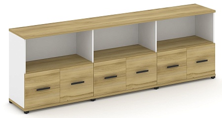 Шкаф три широкие секции, 2 ниши (6 фасадов ЛДСП, 1 ниша) CN.STS-231 B/W