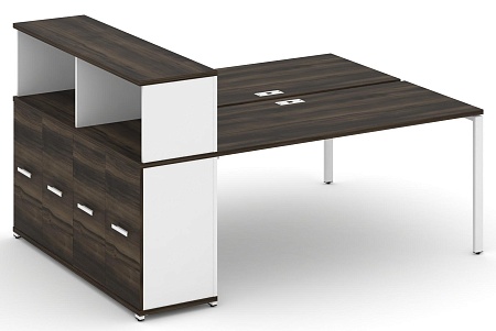 Рабочая станция с опорным распашным шкафом с надставкой низкой CN.DRS-228 B/W