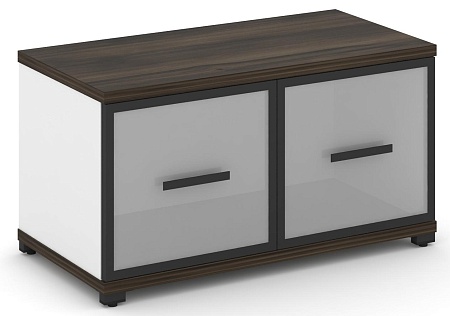 Шкаф одна широкая секция, 1 ниша (2 фасада стекло белое матовое в раме, 1 ниша) CN.STS-113 RM B/W