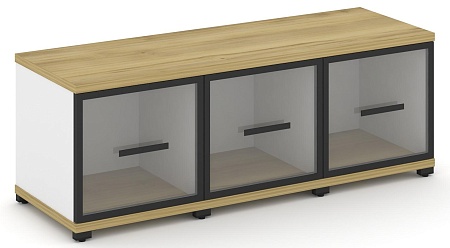 Шкаф три узкие секции, 1 ниша (3 фасада стекло прозрачное в раме, 1 ниша) CN.STU-133 RP B/W