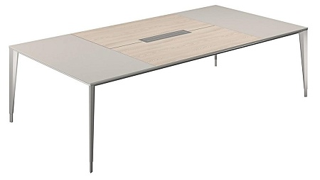 Стол конференц домино вдоль, серый камень, центр ясень наварра NZ-0104