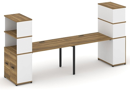 Рабочая станция с опорными распашными шкафами с надставкой высокой CN.ORS-230 B/W