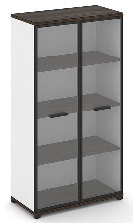 Шкаф две широкие секции, 4 ниши (2 фасада стекло прозрачное в раме,  4 ниши) CN.STS-416 RP B/W