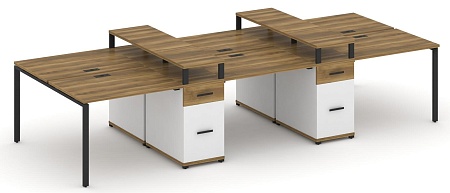 Рабочая станция на 6 мест с четыремя опорными тумбами CN.DRS-469 B/W