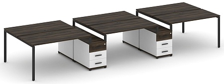 Рабочая станция на 6 мест с двумя двухсторонними опорными тумбами CN.DRS-335 B/W