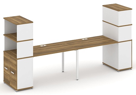 Рабочая станция с опорными распашными шкафами с надставкой высокой CN.ORS-230 B/W