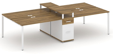 Рабочая станция на 6 мест с четыремя опорными тумбами CN.DRS-439 B/W