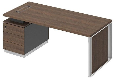 Стол руководителя на опорной тумбе с декоративной вставкой левый БР 110L