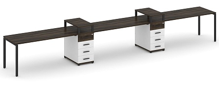 Рабочая станция на 3 места с двумя опорными тумбами CN.ORS-452 B/W