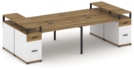 Рабочая станция на 6 мест с шестью опорными тумбами CN.DRS-446 B/W
