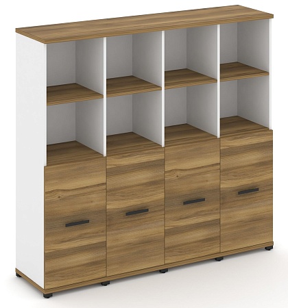 Шкаф четыре узкие секции, 4 ниши (4 фасада ЛДСП, 2 ниши) CN.STU-441 B/W