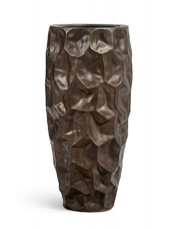 Кашпо TREEZ Effectory Metal Высокий округлый конус Design Crumple Чернёная бронза д-42, в-90 см 1/1