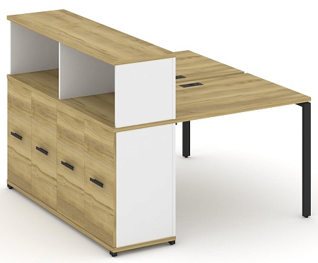 Рабочая станция с опорным распашным шкафом с надставкой низкой CN.DRS-225 B/W