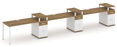 Рабочая станция на 3 места с тремя опорными тумбами CN.ORS-463 B/W