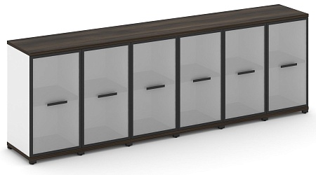 Шкаф шесть узких секций, 2 ниши (6 фасадов стекло белое матовое в раме,  2 ниши) CN.STU-263 RM B/W