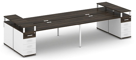 Рабочая станция на 6 мест с шестью опорными тумбами CN.DRS-444 B/W