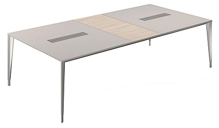 Стол конференц домино поперёк, серый камень, центр ясень наварра NZ-0103