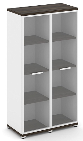 Шкаф две узкие секции, 4 ниши (2 фасада стекло прозрачное в раме, 4 ниши) CN.STU-426 RP B/W