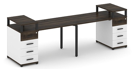 Рабочая станция на 2 места с двумя опорными тумбами CN.ORS-425 B/W