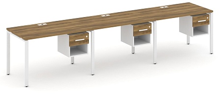 Рабочая станция односторонняя с подвесными тумбами на 3 места CN.ORS-138 B/W