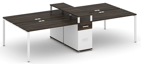 Рабочая станция на 6 мест с четыремя опорными тумбами CN.DRS-439 B/W