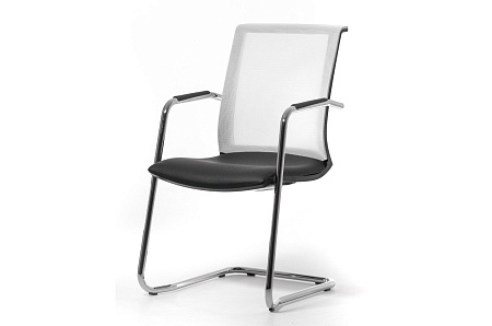 Кресло на полозьях,кожа ЧЕРНЫЙ/БЕЛЫЙ/ХРОМ Skin White Dakota black