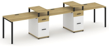 Рабочая станция на 3 места с двумя опорными тумбами CN.ORS-453 B/W