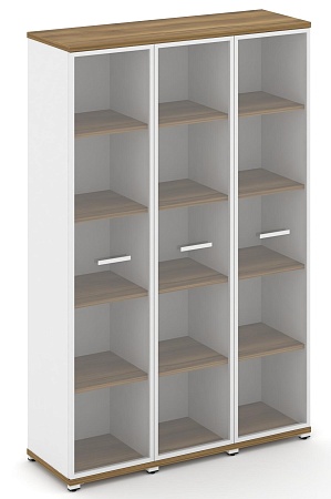 Шкаф три узкие секции, 5 ниш (3 фасада стекло прозрачное в раме, 5 ниш) CN.STU-538 RP B/W