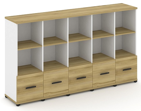 Шкаф пять узких секций, 3 ниши (5 фасадов ЛДСП, 1 ниша) CN.STU-351 B/W