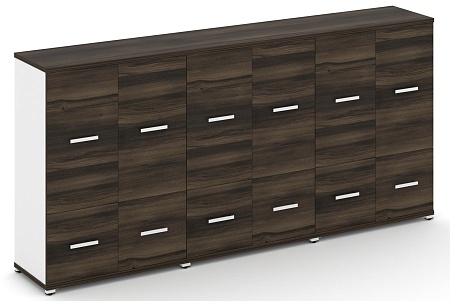 Шкаф три широкие секции, 3 ниши (6 фасадов ЛДСП, 1 ниша + 6 фасадов ЛДСП, 2 ниши) CN.STS-332 B/W