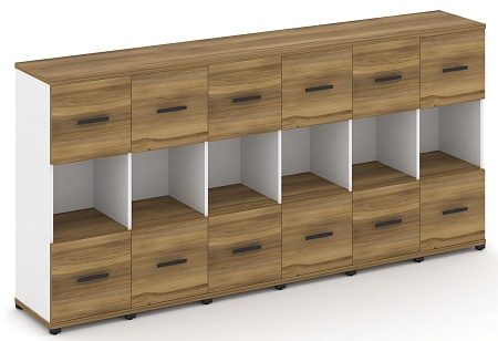 Шкаф шесть узких секций, 3 ниши (6 фасадов ЛДСП, 1 ниша + 6 фасадов ЛДСП, 1 ниша) CN.STU-365 B/W