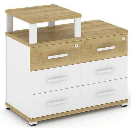 Тумба приставная широкая 6 ящиков. С надставкой узкой. CN.TSP-008 B/W