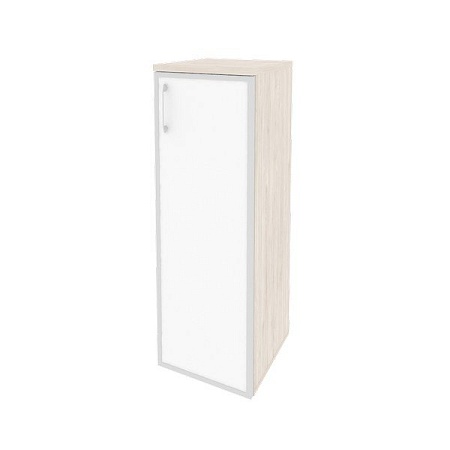 Шкаф средний узкий правый (1 средний фасад стекло лакобель в раме) O.SU-2.4R(R)white