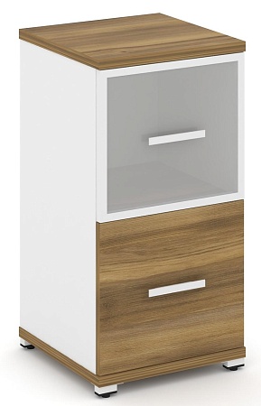 Шкаф одна узкая секция, 2 ниши (фасад ЛДСП, 1 ниша + фасад стекло белое матовое в раме, 1 ниша) CN.STU-212 RM B/W