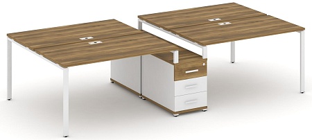 Рабочая станция на 4 места с двухсторонней опорной тумбой CN.DRS-311 B/W