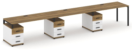 Рабочая станция на 3 места с тремя опорными тумбами CN.ORS-344 B/W