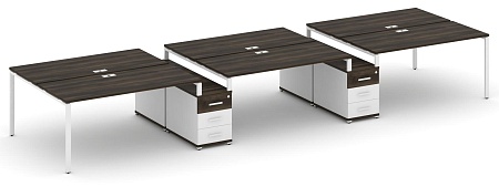 Рабочая станция на 6 мест с двумя двухсторонними опорными тумбами CN.DRS-336 B/W