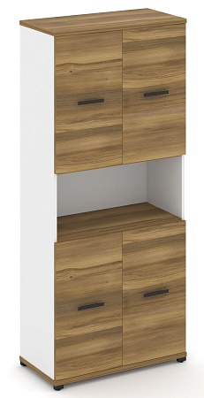 Шкаф одна широкая секция, 5 ниш (2 фасада ЛДСП накладных на 2 ниши + 2 фасада ЛДСП накладных на 2 ниши) CN.STS-513 B/W