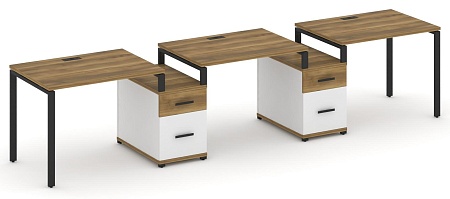 Рабочая станция на 3 места с двумя опорными тумбами CN.ORS-329 B/W