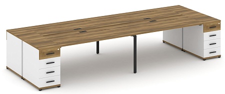 Рабочая станция на 4 места с двумя опорными тумбами CN.DRS-428 B/W