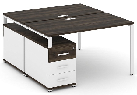 Рабочая станция на 2 места с двухсторонней опорной тумбой CN.DRS-303 B/W